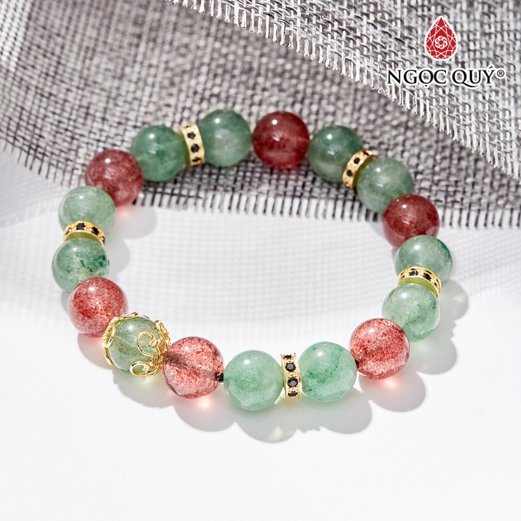 Vòng tay TA dâu phối charm đính đá - Ngọc Quý