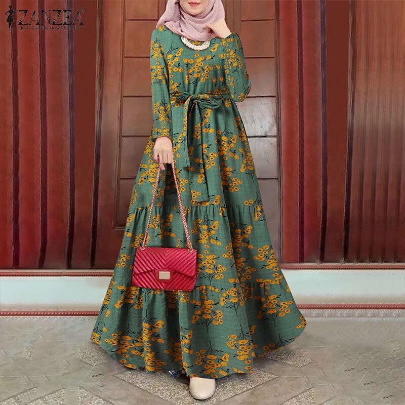 Đầm maxi ZANZEA tay dài phong cách bohomian cho nữ