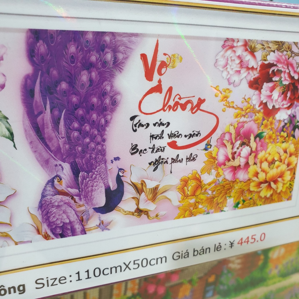 Tranh Đính Đá VỢ CHỒNG (ĐÁ ABC CAO CẤP). Kích Thước: 1m10 x 50cm