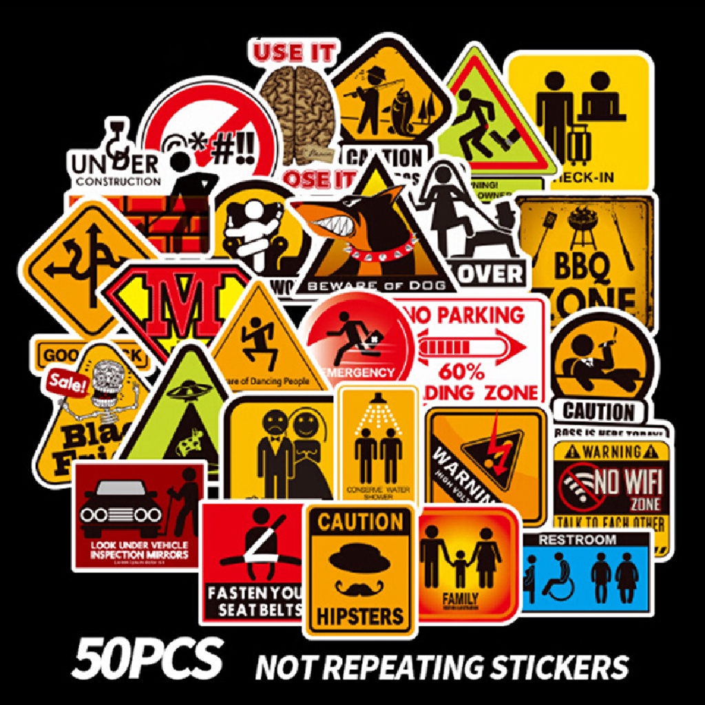 Set 50 miếng dán cảnh báo an toàn in logo graffiti độc đáo tiện lợi
