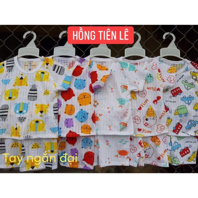 Bộ cotton giấy ngắn tay khuy vai SIZE ĐẠI (14-23kg) cho bé yêu