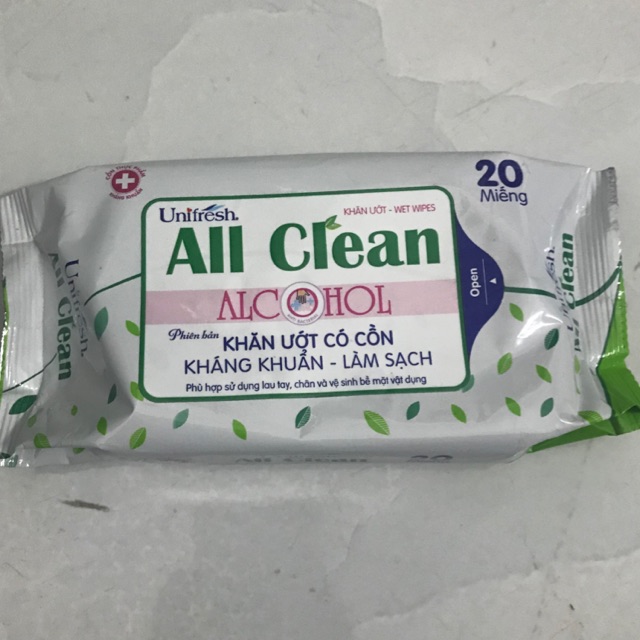 Khăn Ướt All Clean - Ancohol (có cồn) 20 tờ