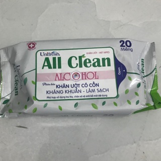 Khăn ướt all clean - ancohol 20 tờ