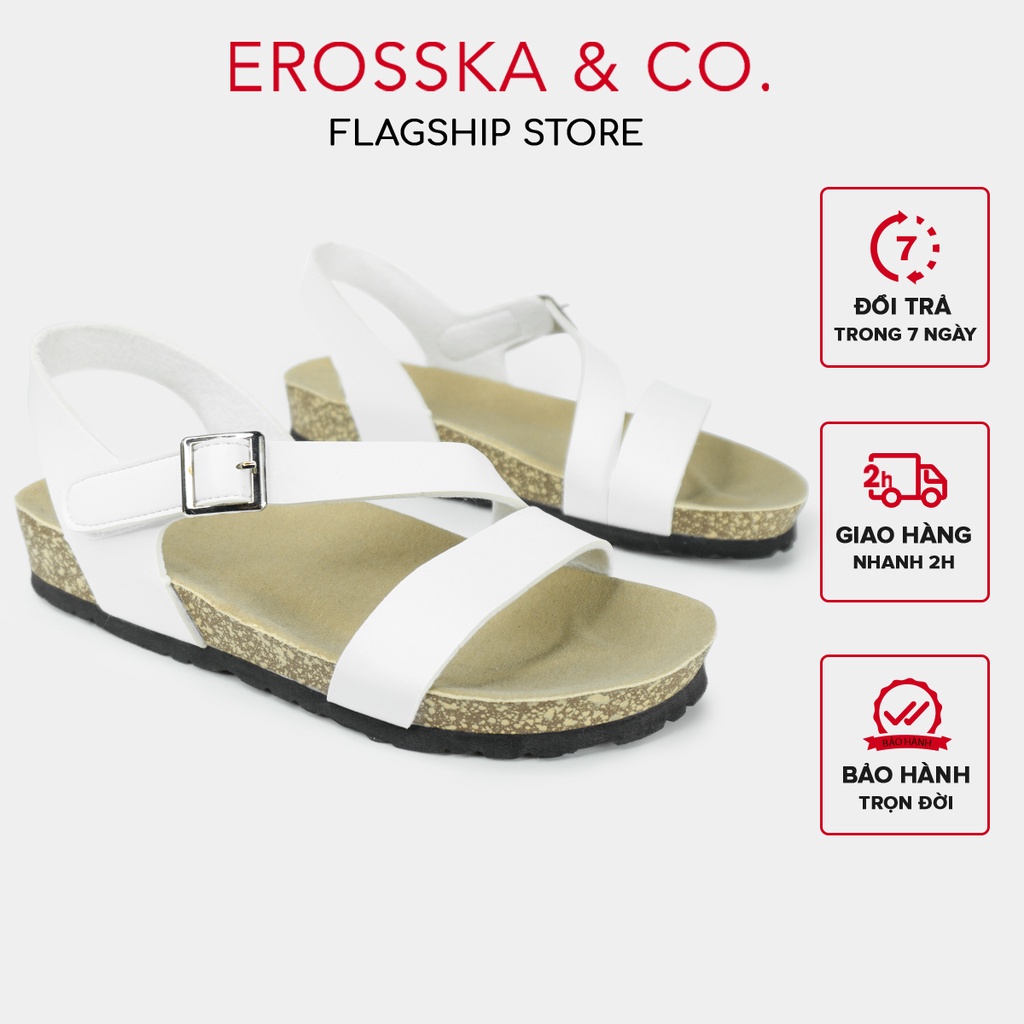 Erosska - Giày Birken sandal quai chéo kiểu dáng trẻ trung màu trắng - DT005