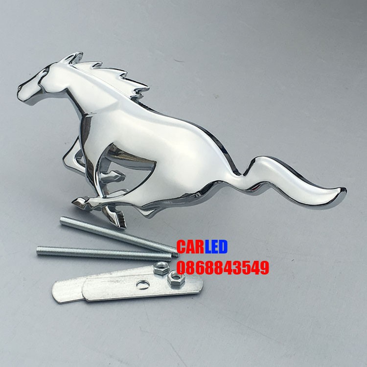 Logo 3D Mustang ngựa trắng cao cấp chuyên lắp mặt ca lăng các loại xe