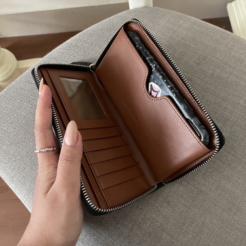 Ví Dây Kéo Da Thật - Hiroki Zipper Wallet ( Đựng vừa điện thoại to )