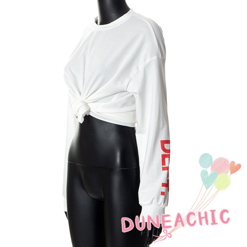 DUNEA Áo Nỉ Dài Tay In Chữ Thời Trang Dành Cho Nữ