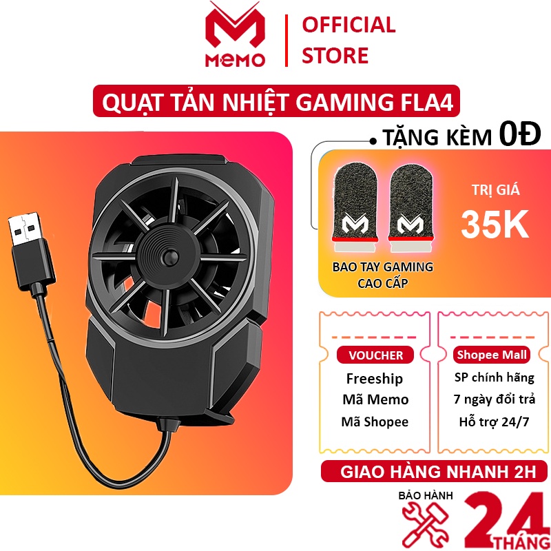 Quạt tản nhiệt điện thoại MEMO FLA4 gaming làm mát nhanh quạt 9 cánh chống ồn chơi game pubg freefire liên quân mobile