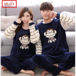 Bộ ngủ mùa đông cho nữ và nam, bộ ngủ thu đông đẹp chất liệu nhung mềm mịn