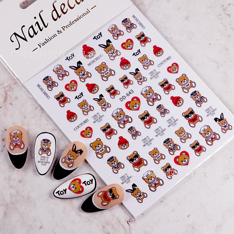 STICKER DÁN MÓNG HÌNH GẤU XINH