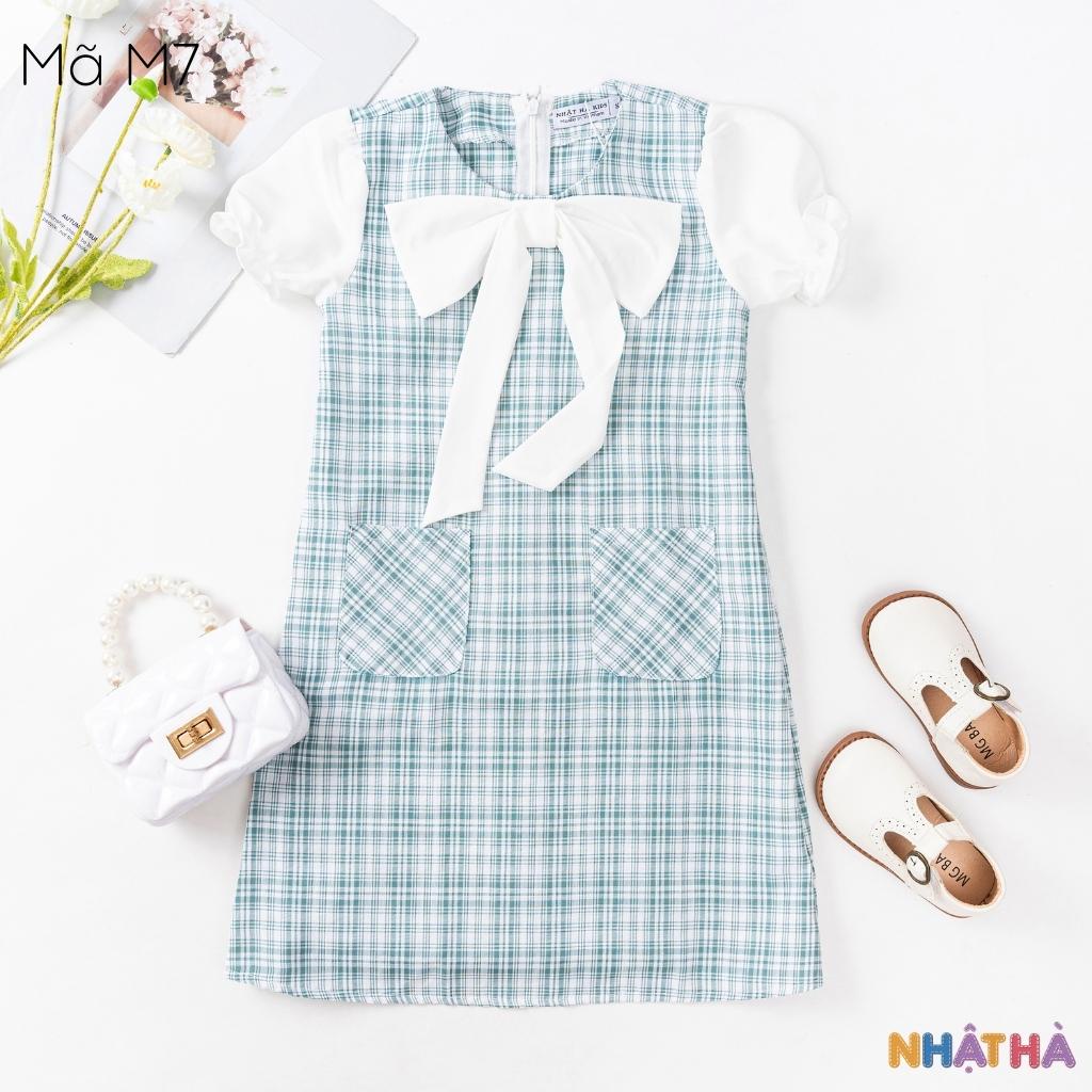 Váy bé gái M7 H4 size đại 12-43kg tay bồng thắt nơ dáng suông siêu xinh mùa hè