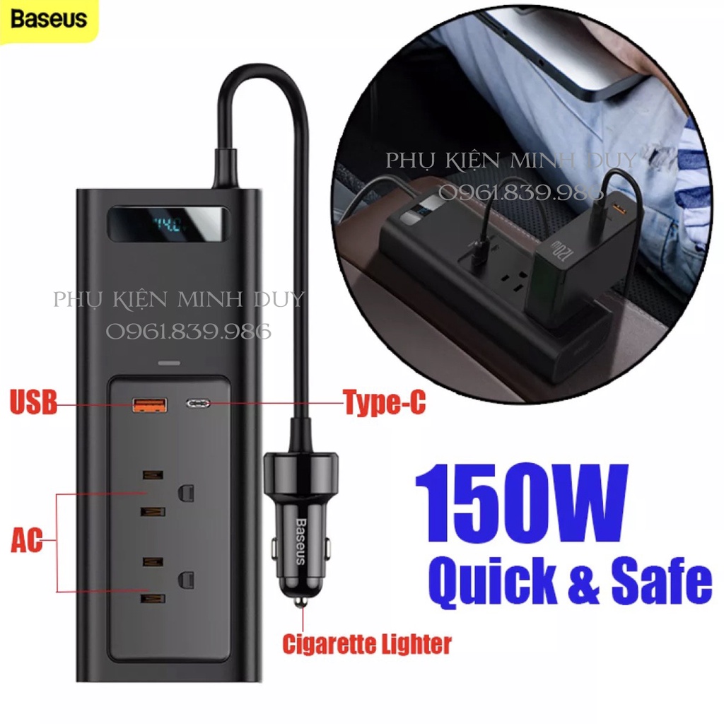 Bộ chuyển đổi nguồn điện dùng trên ô tô Baseus Power Inverter 150W