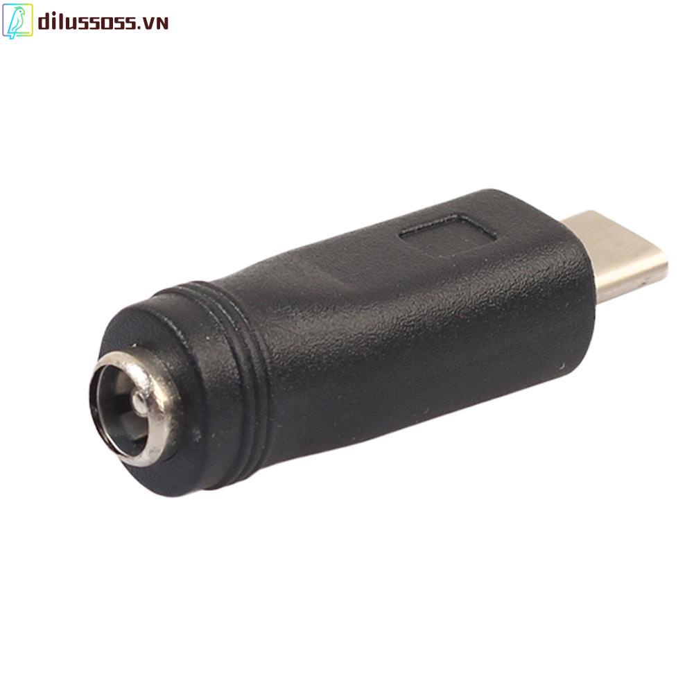 Đầu Chuyển Đổi Nguồn Dilussoss Dc Type-C Usb Male Sang 5.5x2.1mm Female Jack Cho Laptop Pc