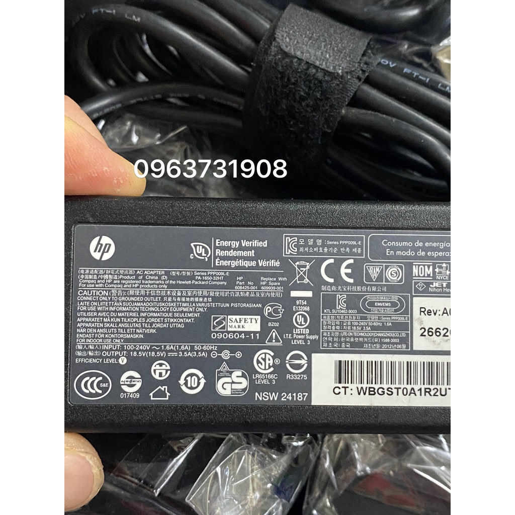 Sạc laptop Hp 18.5V-3.5A chân kim to chính hãng