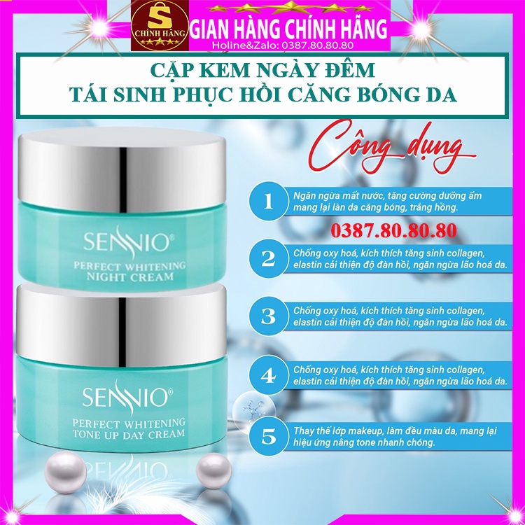 Bộ 4 sản phẩm dưỡng trắng căng bóng da mặt Sennio hàn quốc tái sinh phục hồi da cho da yếu dầu mụn khô nhạy cảm hỗn hợp