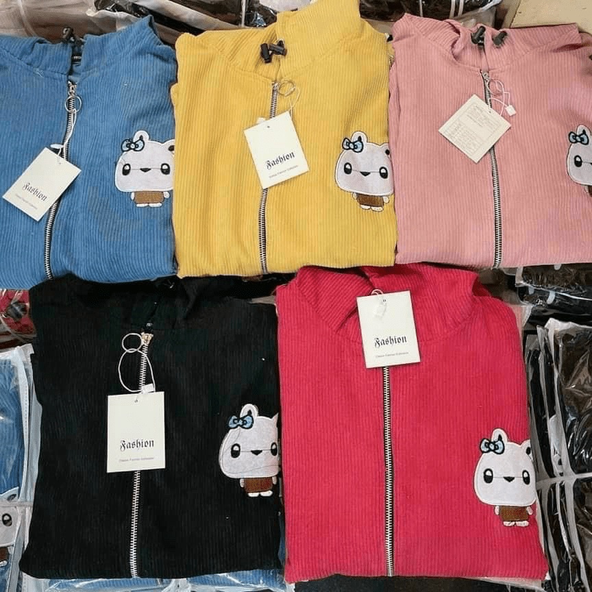 Áo Khoác Nữ Form Rộng Thêu Logo Thỏ Trắng Vải Nhung Gân Phong Cách Ulzzang  TP[NewUnisex]