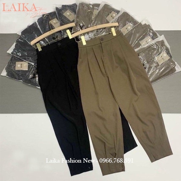 Quần tây lưng chun thun nữ đi học làm công sở bo gấu ống khóa kéo cá tính dáng quần vải baggy cạp chun cao công sở dài