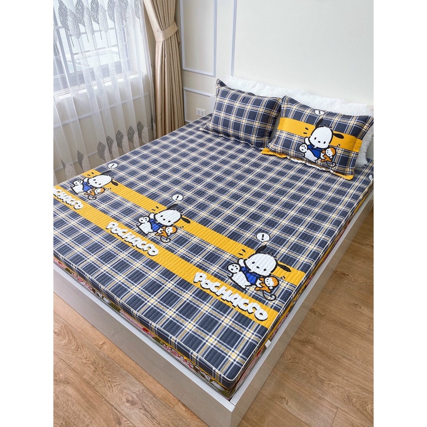 [FREE SHIP] Set Ga Cotton Chun Trần Bông Cao Cấp Kèm Hai Vỏ Gối, Ga Chun Trần 3 Lớp Hàng Loại 1