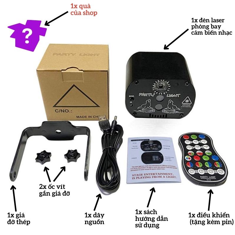 Đèn Laser Phòng Bay, Đèn Bay Phòng Theo Nhạc Có Hình Dùng Cho Phòng Karaoke Sân Khấu