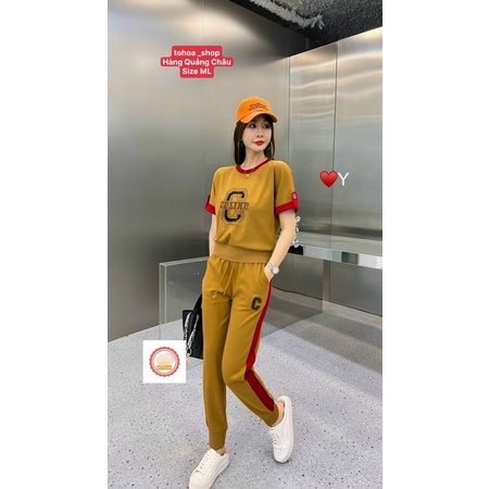 Bộ đồ nữ,sét thể thao cổ tròn tay cộc quần dài,đồ mặc nhà chất vải Umi cotton hàng quảng châu cao cấp,Size ML,tohoa_shop