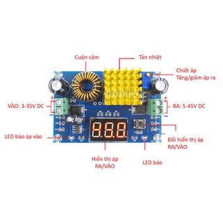 Denshitaro Mạch nâng áp DC-DC 5-45V 5A có hiển thị LED D00- 077