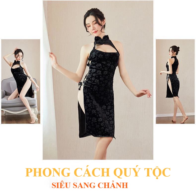 [[SẴN HÀNG] SET đầm ngủ sexy cổ trang sườn xám Trung Hoa cao cấp - Tặng kèm quần chip G-string lọt khe siêu gợi cảm | BigBuy360 - bigbuy360.vn