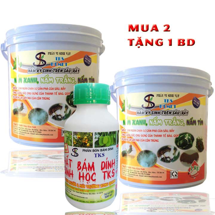 TKS-BTMET Nấm 3 Màu - Tặng Bám Dính  Sinh Học 500ml - Xô 2kg