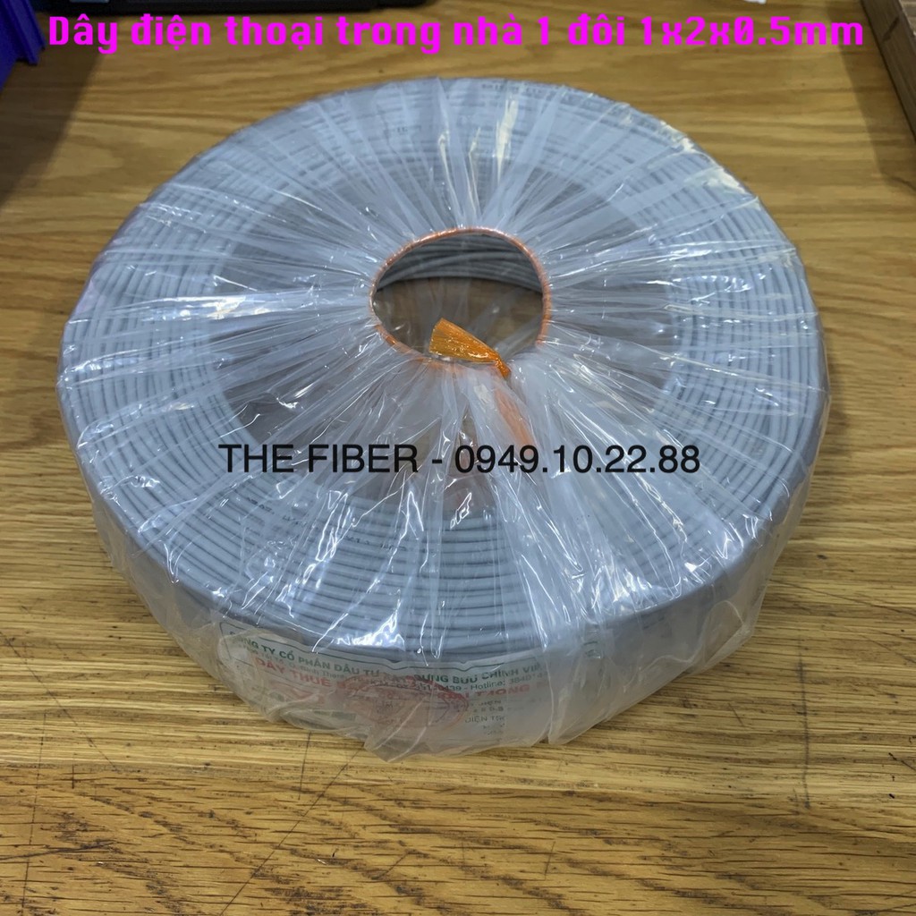 Dây điện thoại 1 đôi trong nhà, dạng dẹt, lõi đồng 1x2x0.4mm (Cuộn 100M)