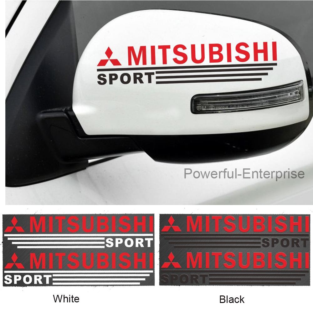 Decal Mitsubishi dán gương chiếu hậu xe ô tô - Tem dán gương xe hơi