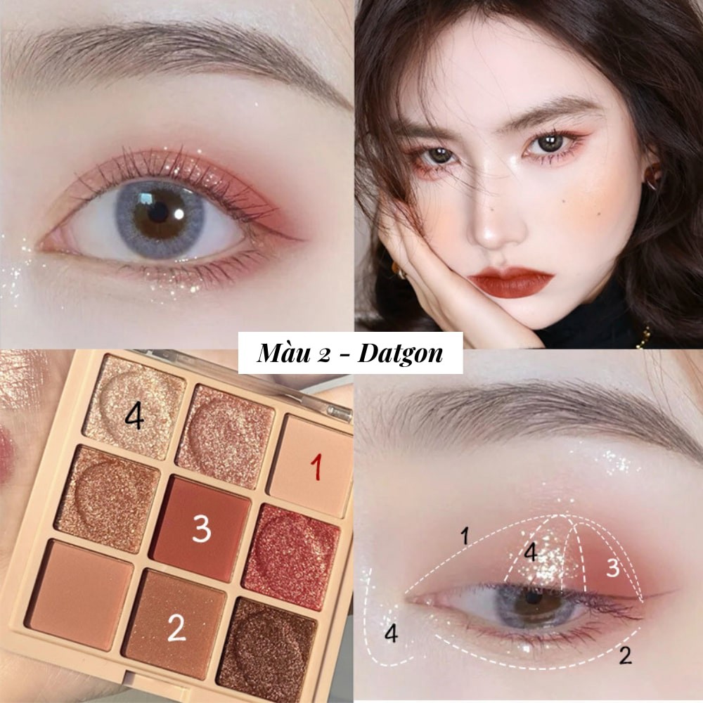 Bảng phấn mắt nội địa Roto, bảng mắt 9 màu cực xinh dành cho trang điểm, Makeup 2021