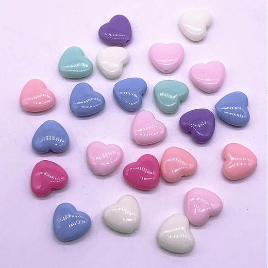 Bộ 30 Hạt Nhựa Hình Trái Tim 14mm Nhiều Màu Làm Trang Sức Thủ Công