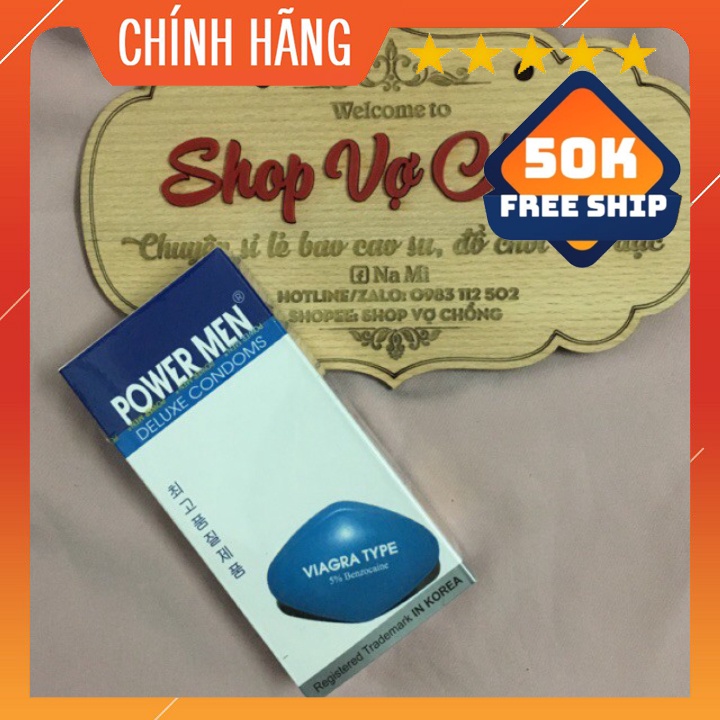 [CHÍNH HÃNG]Bao cao su siêu mỏng PowerMen Viagra hộp 12 cái