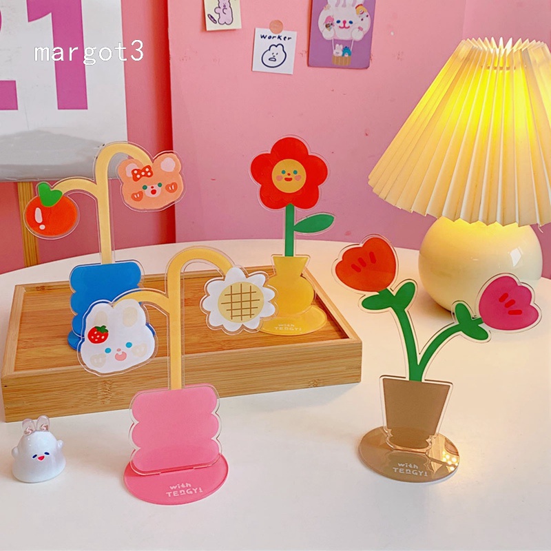 Kẹp Giữ Ảnh/Thẻ Hình Hoa Bằng Acrylic Đáng Yêu Để Bàn