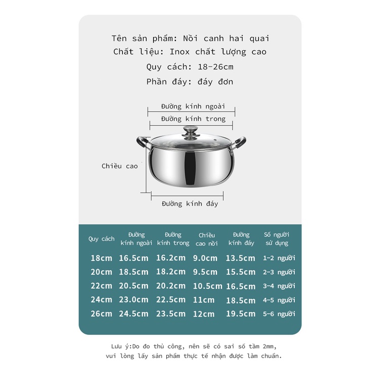 Dung lượng lớn Inox Nấu cháo Nồi hâm sữa gia dụng Nồi lẩu dùng chung cho bếp bếp gas Nấu canh hầm canh nấu mì
