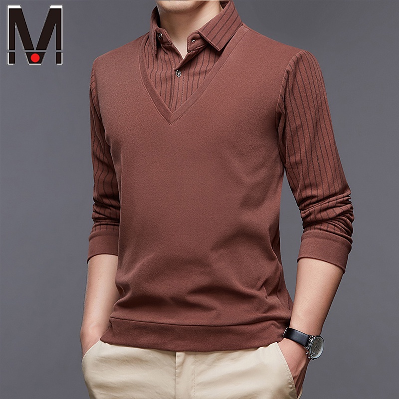 Áo polo cotton dài tay thời trang công sở 5 màu tuỳ chọn cho nam
