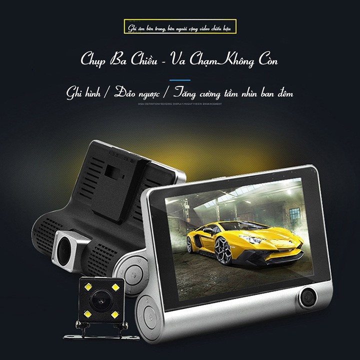 Camera hành trình ô tô 3 mắt camera, màn hình 4 inh full HD, ghi hình đa chiều, có chế độ ghi đè kèm thẻ nhớ 32G | BigBuy360 - bigbuy360.vn