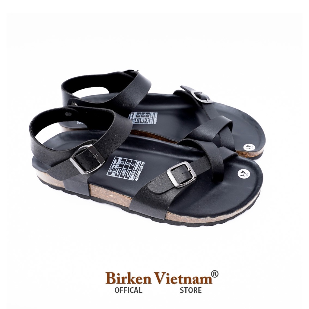 [ Lót Chống Nước ] DK14 - Sandal Birken Đế Trấu, Dép Da Bò Unisex Nam và Nữ Quai xỏ ngón Bioline và