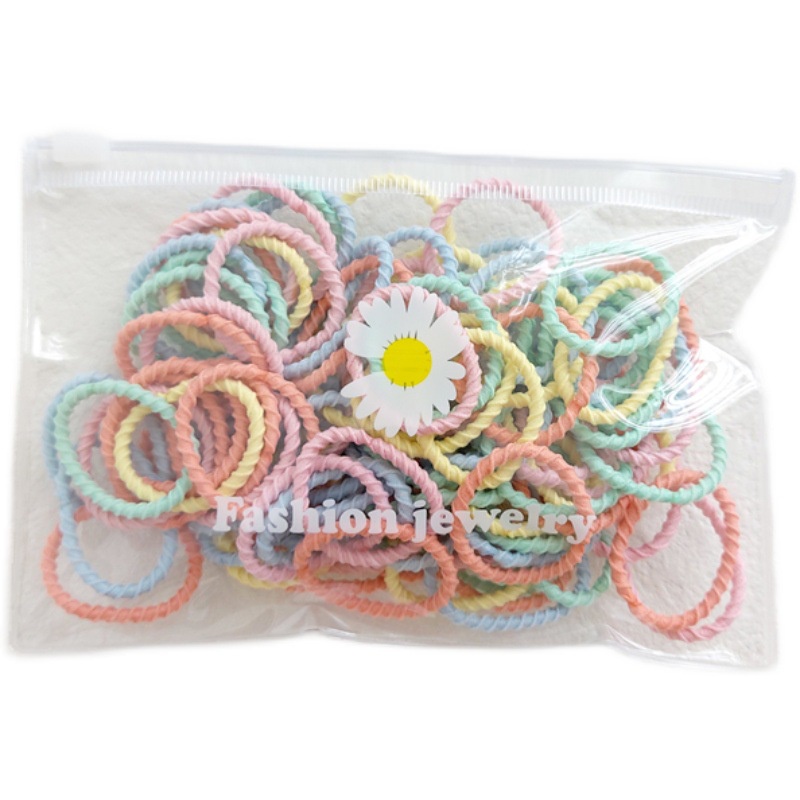 Set 100 dây buộc tóc cao su đơn giản thời trang phong cách Hàn Quốc