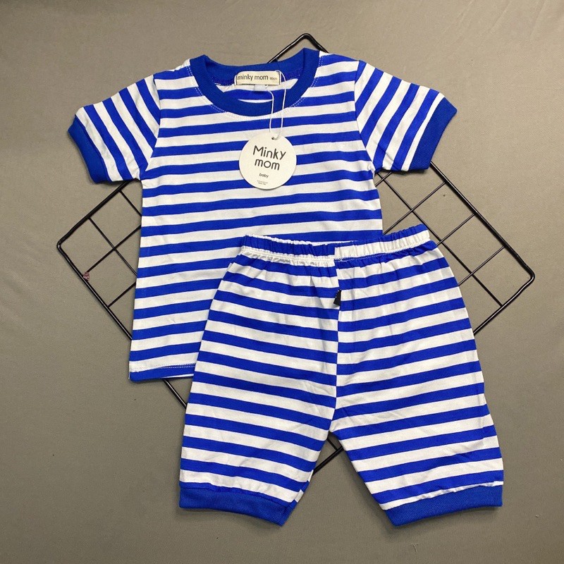 BỘ TAY NGẮN QUẦN ĐÙI SỌC THUN COTTON MINKYMOM