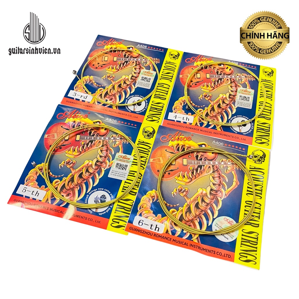 Dây Đàn Guitar Acoustic Lẻ 1-6, Dây Sắt Lẻ Từ dây 1-6 Chính Hãng Alice A406