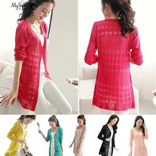 Áo khoác đan len nữ dáng dài
