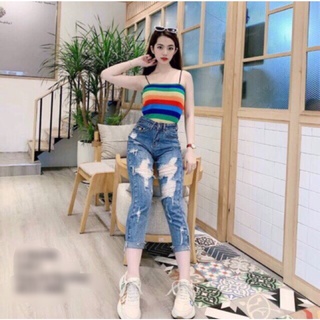 Áo 2 dây len len tăm dệt kim thiết kế basic kiểu ulzzang