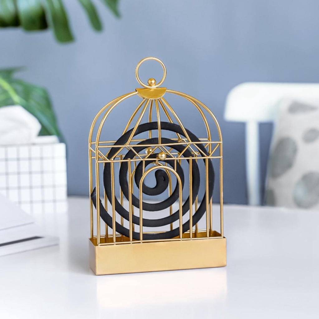 Giá đỡ nhang muỗi YIYU bằng sắt hình lồng chim phong cách retro trang trí phòng khách/ trong nhà