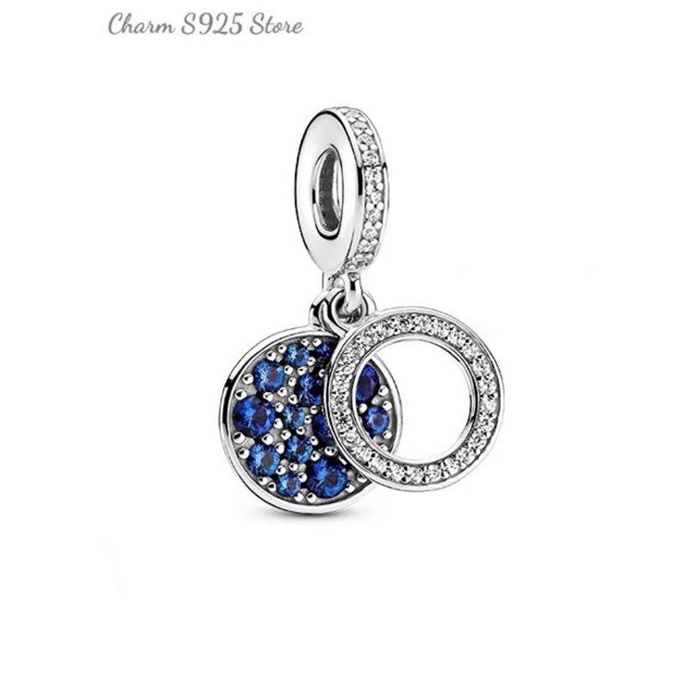 charm pan treo đá xanh bạc s925 cao cấp