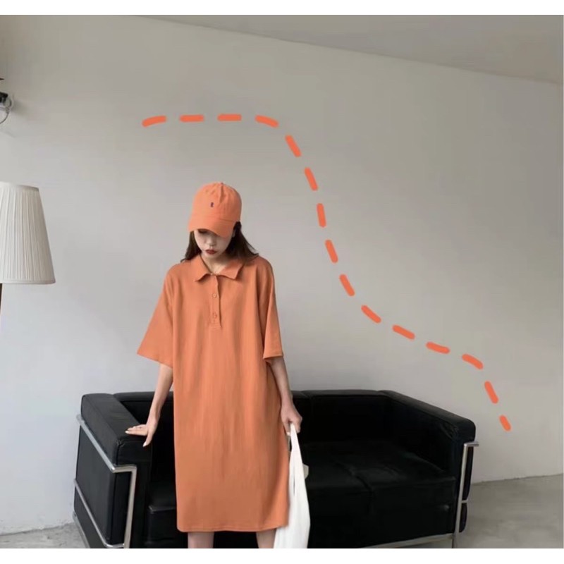 [ẢNH THẬT/HÀNG SẴN], Váy polo dáng dài rộng- Váy cổ đức style ulzzang Maina