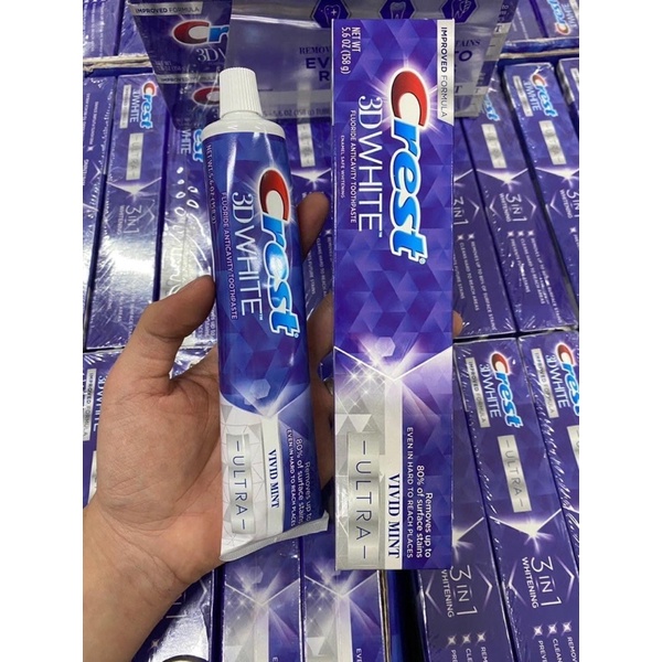 Kem Đánh Răng Crest 3D White Vivid Mint Ultra Tuýp 147g của Mỹ