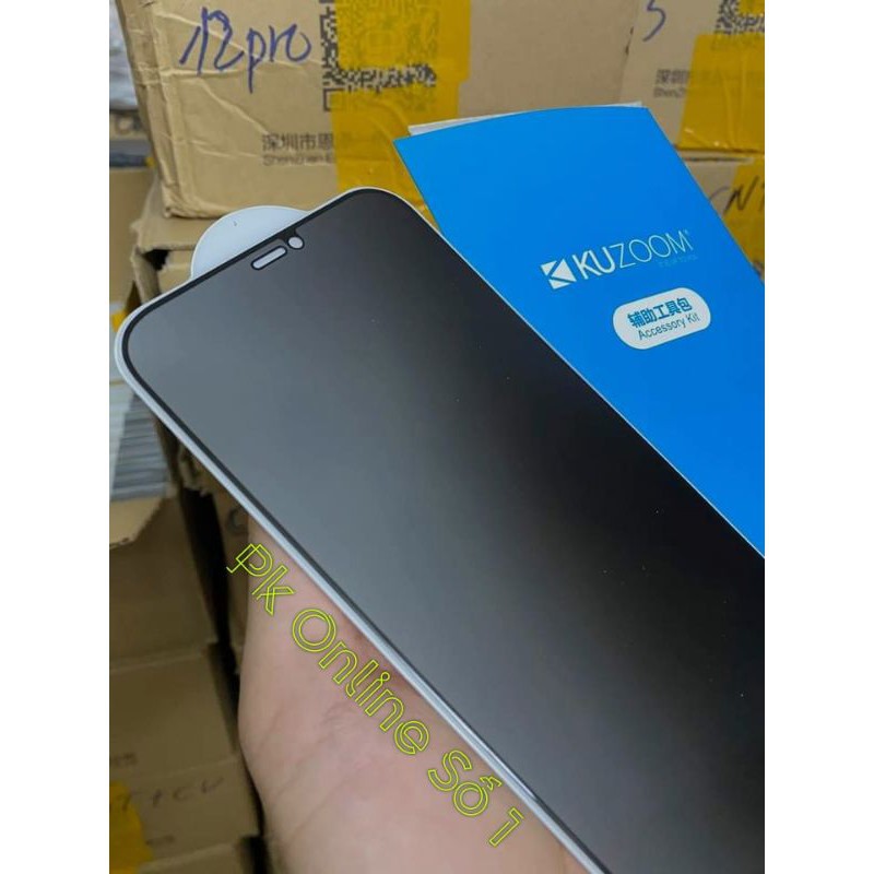 [HÀNG MỚI NHẤT] Kính cường lực 2In1 vừa chống NHÌN TRỘM chống VÂN TAY chính hãng  KUZOOM iPhone 12 / 12 mini / 12 promax