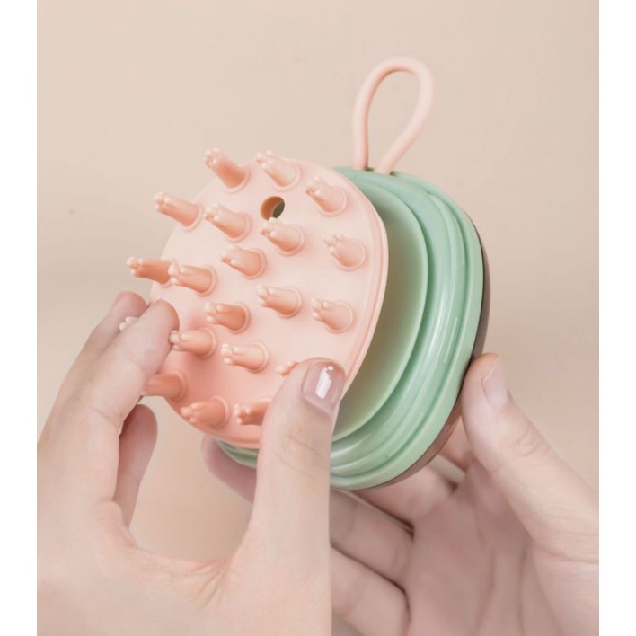Lược silicon massage gội đầu có đựng xà phòng,,,,