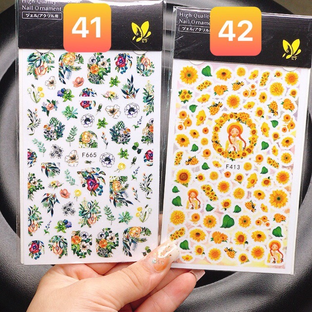 Sticker Hoa lá, Sticker dán móng