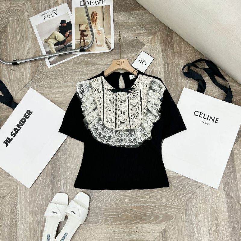 áo tăm cổ ren bèo nơ hàng chuẩn QP